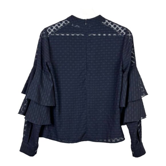 Sinéquanone Paris Semi Sheer Swiss Dot Blouse Navy - Picture 2 of 9